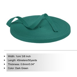 PATIKIL Cotton Webbing Tape, 10 mm x 45 m, Bias Tape, Cotton Seam Tape, Twill Tape, Hemming Tape, Fabric Tape, Woven Tape for Sewing for DIY Crafts, Knitting, Packaging, Dark Green