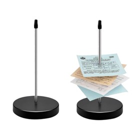 Pack of 2 note picks, receipt holder, note holder, stainless steel note pick, black, receipt holder with round base, for receipt receipt storage, bars, offices