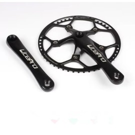 Liteprobike BMX Bicycle BCD130MM Integrated Chainwheel Crankset Single Crank Folding Bike 45/47/53/56/58T Chainring (Black, 45T)