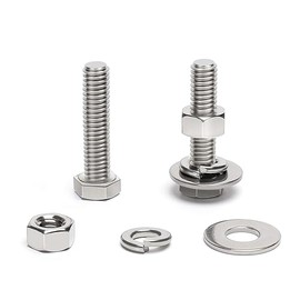(25 Sets) 1/4-20 x 1-1/2" Hex Head Screw Bolt, Nuts, Flat Washer & Spring Lock Washers, 18-8 (304) Stainless Steel, Fully Threaded, by Skvltvfyt