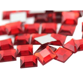 12mm Flat Back Square Acrylic Rhinestones for Jewelry Making and Garment Costume Cosplay Embelishments - 40 Pieces (Red Ruby .TM)