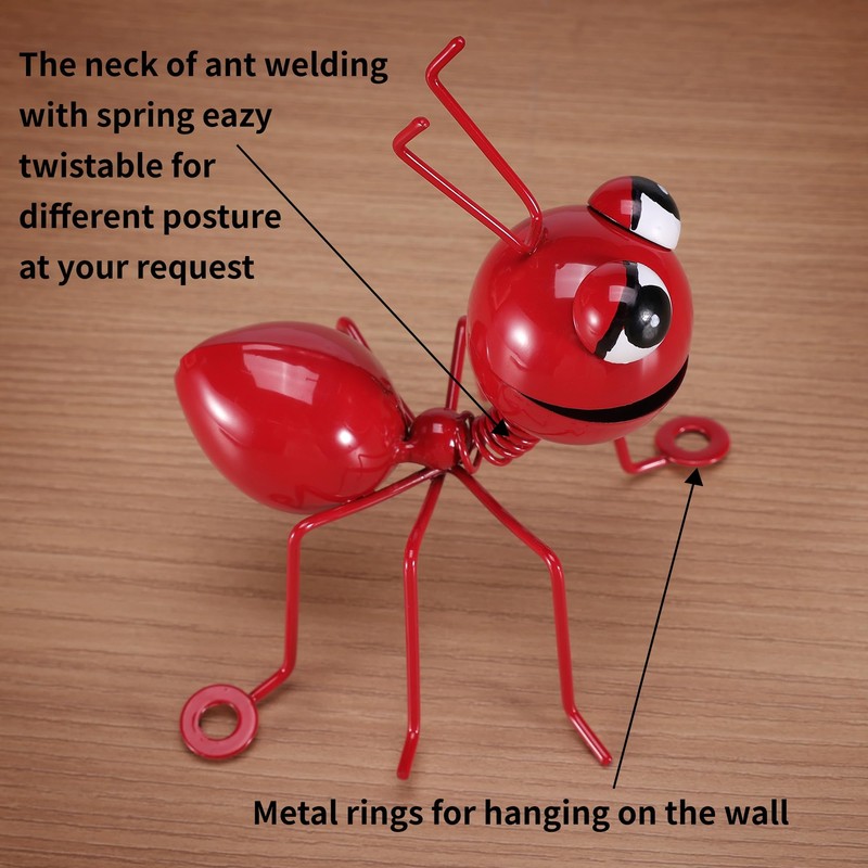 Metal Ants Set of 4 Garden Decor Outdoor Statues Wall