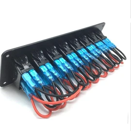 ELING Universal LED Backlight 8 Gang Rocker Switch Panel for Vessels Yachts Speedboats (Blue, 8 Gang)