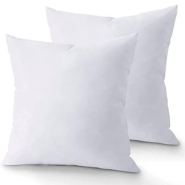 Keeble Outlets Bedding Throw Pillows White, 18 x 18 Inches Pillows for Sofa, Bed and Couch Decorative Stuffer Pillows, Sham Stuffer, Machine Washable, Fluffy and Cozy for Bed Couch Indoor (2)