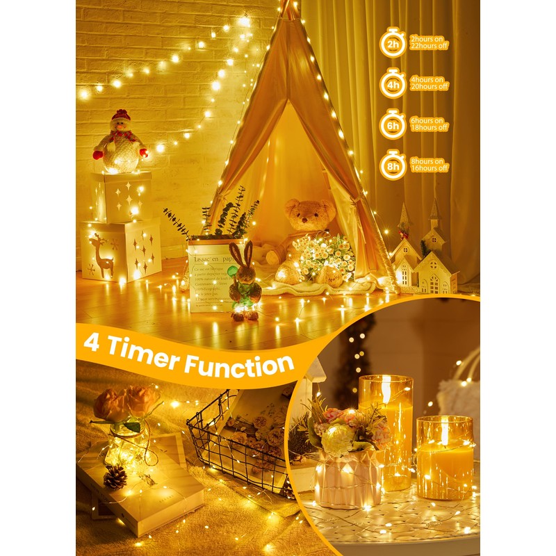 Fairy Lights with Remote, 8 Modes & Timer, 66 Feet