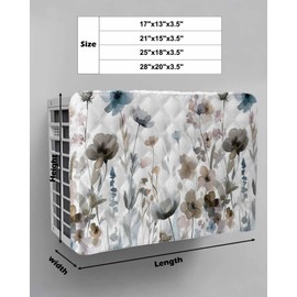 Fall Flower Indoor Air Conditioner Cover for Window Units, Watercolor Floral Herb Blue Brown Double Insulation Adjustable Waterproof Indoor AC Cover with Elastic Straps 21" x 15" x 3.5"
