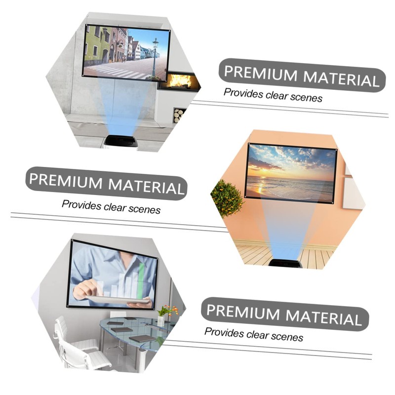 KOMBIUDA 3pcs Folding Projector Screen Portable Projection Curtain for Indoor