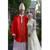 MCJC Catholic Bishop Costume, Red and White Papal Robe with