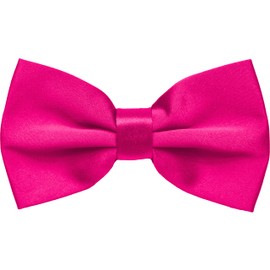 Dibi Mens Solid Color Formal Pre Tied Bow Ties - Mens Bowties - Adjustable Bow Tie (Hot Pink)