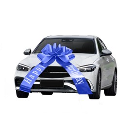 Car Ribbon Bow, Bow for Car, Gift Bow, Large, Giant Blue Bow (30 Inches Happy Birthday) for Car, Bicycle, Christmas, Great Gift, Wedding, Party, Celebration