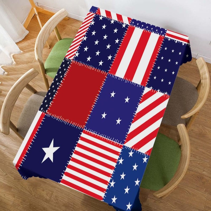 Walmsco Tablecloth Flag Star Patchwork Pattern Decor For Dining Room