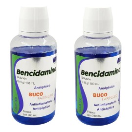 🦷💧 Bencidamina Enjuague Bucal (360ml) ADN: Pack de 2 Piezas para Alivio Efectivo del Dolor y la Inflamación Bucal 🌿 oral care 🛡️