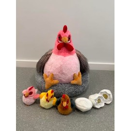MorisMos Chicken Teddy with Babies inside, Egg Laying Hen Stuffed Animal Plush Toys Cuddly, Kawaii Chicks Soft Toy Presents for Kids Girls Christmas Birthday Easter Party Supplies
