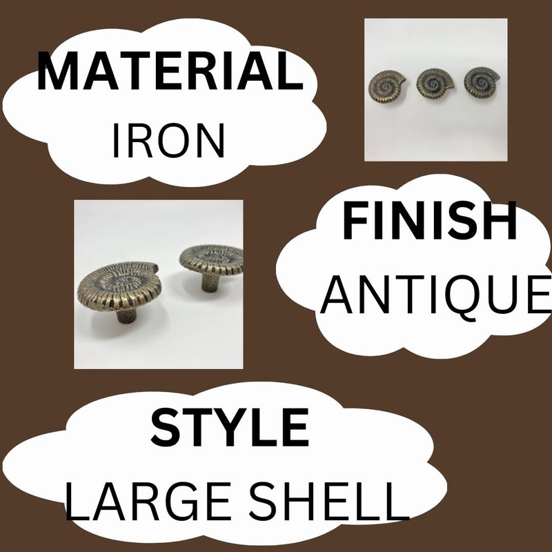 Antique Bronze Sea-Life Marine Nautical Drawer Knobs, Bathroom, Cupboards, Dresser
