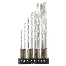 Dekton 8pc 1/4" Shank Masonry Drill Set 3-10mm - Hex Shank, Ideal For Most Drills| 118 Degree Angle Point| Zinc Coated Carbon Steel| Includes Heavy Duty Storage Case| Durable & Precision Engineering