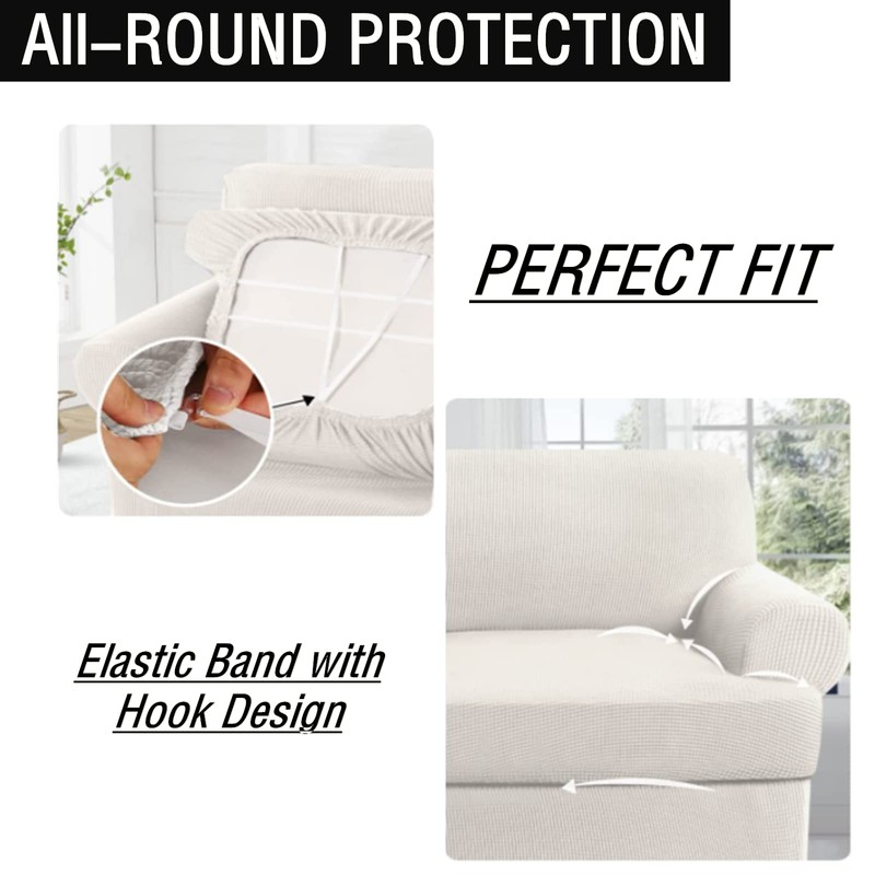 GAMUKAI 3-Piece T-Cushion Sofa Slipcover – Premium Stretch Sofa Cover