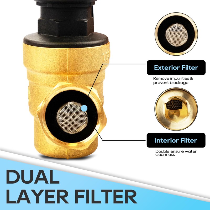 RVGUARD RV Water Pressure Regulator Valve With An Adjustable Knob,