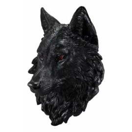 Ebros Large Black Wolf Head with Blood Eyes Wall Decor Plaque 16.5" Tall