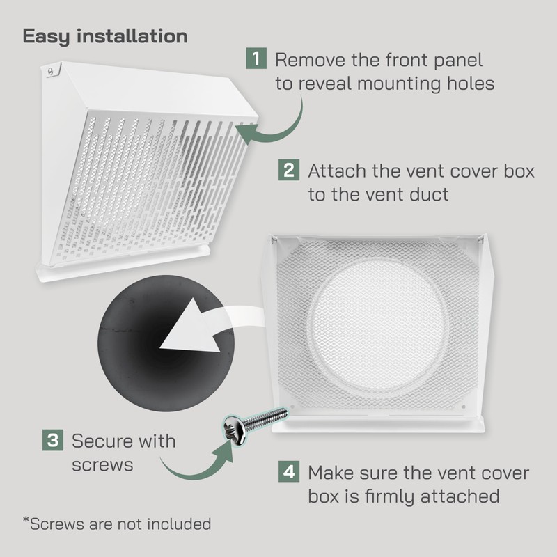 Vent Systems 8" Inch Exhaust Vent Cover with Rubber Gasket
