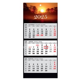 JAROGRAF Wall Calendar 2025 - 3-Month Calendar with Practical Wall Planner for Efficient Year Planning, Holidays, School Holidays and Important Dates (East) Three-Month Calendar