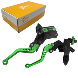 Upgrade Universal 7/8" 22mm Handlebar Brake Master Cylinder Clutch Lever Set Left & Right Motorcycle Levers Compatible with Yamaha Honda Kawasaki Suzuki Harley(Green)