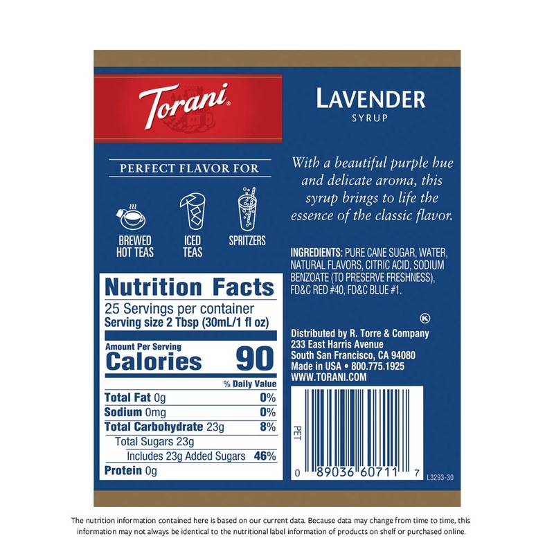Torani Syrup, Lavender, 25.4 Ounces (Pack of 4)
