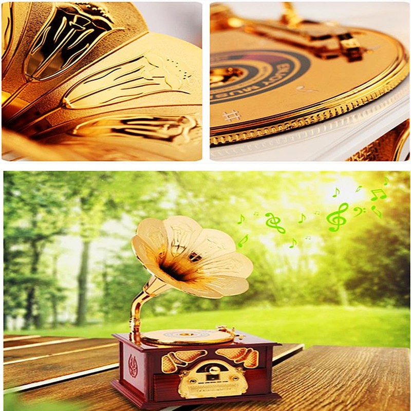 Corkwaw Gramophone music box, classical trumpet gramophone cosmetic box and