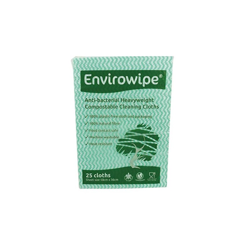 EcoTech EWF25G Envirowipe Compostable Folded Cloth, Green (pack of 25),50