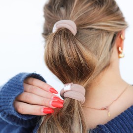 Kaxi, Solid High Intensi'ties, Durable Nylon Hair Ties for Everyday use, Pack of 3 (Bone)