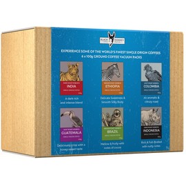 Gourmet Coffee Gift Set - HAPPY BIRTHDAY | Ground Coffee 600g (6 x 100g) - 6 Finest Single Origin Coffees | Hamper Style Gift Idea for Him & Her | Enjoy in the comfort of your home