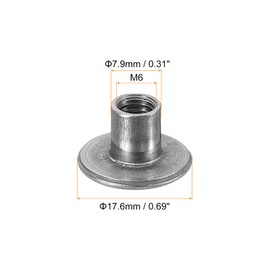 sourcing map M6 T-nuts, 12pcs Carbon Steel Tee Nut Round Base Weld Nuts 10mm Height Through Hole Flange Insert Female Thread Plate Nuts, Dark Gray