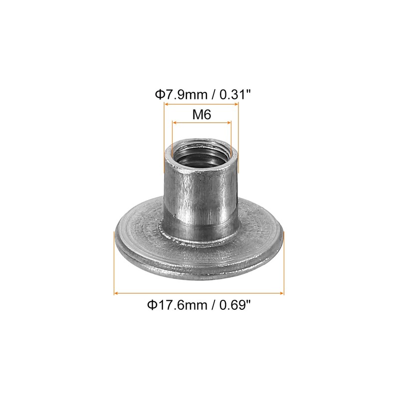 sourcing map M6 T-nuts, 12pcs Carbon Steel Tee Nut Round