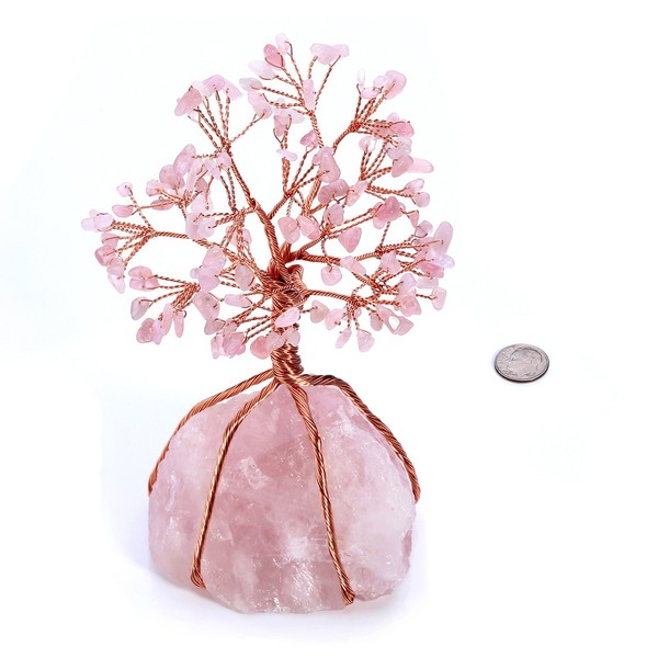 MANIFO Natural Rose Quartz Reiki Healing Crystals Money Tree Feng Shui Gemstone Decor Tree of Life Crystal Stones Decoration for Home Desk