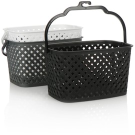 com-four® 3 x Clothes Peg Baskets - Peg Bag in Basket Design for Indoor and Outdoor Use - Clothes Peg Bag for Hanging and Standing (Pack of 3 - White/Grey/Black)