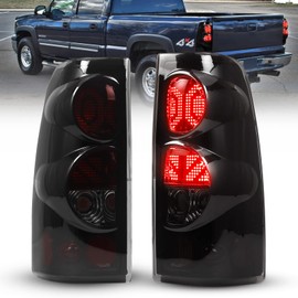 AUTOWIKI LED Tail Lights fit for 1999 2000 2001 2002 2003 2004 2005 2006 Chevy Silverado, 2007 Classic Body, 1999-2002 GMC Sierra LED Taillights Black Smoke Lens Rear Lights 1 Pair