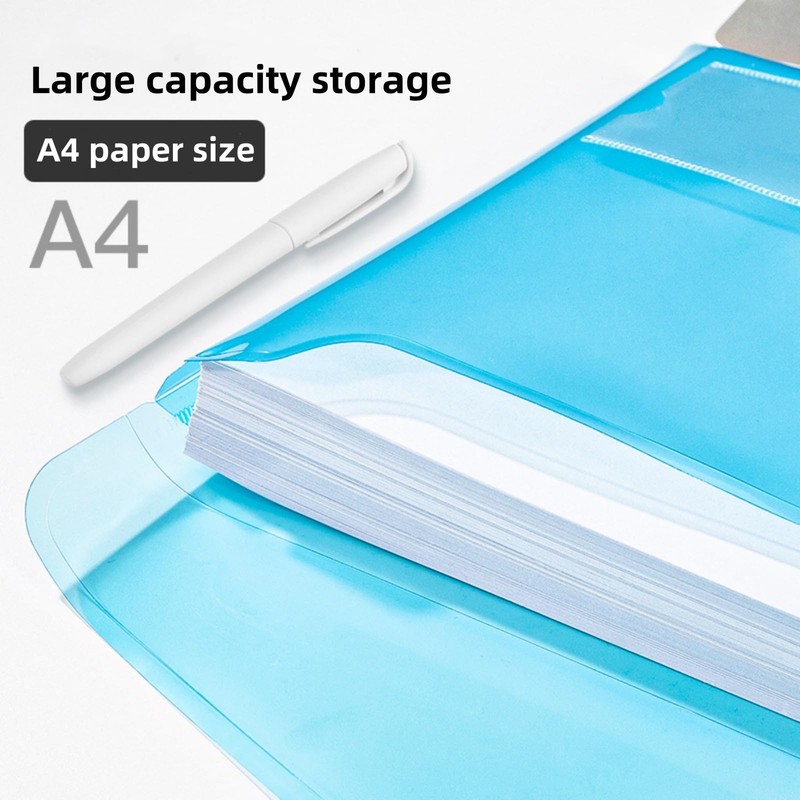 ojussa A4 Plastic Wallets 5PCS Folders Waterproof Plastic Wallet Transparent
