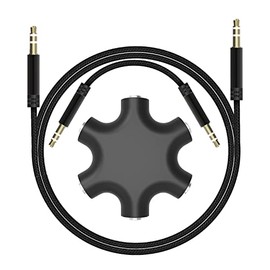 3.5mm Multi Headphone Audio Splitter 5-Jack Female Connector Adapter with 3.5mm Stereo Cable 20cm & 100cm, 3-Pack