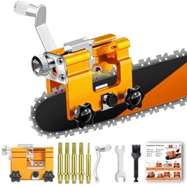 Chain Saw Sharpener Tool, Chainsaw Sharpener Jig Tool with 5 Titanium-Plated Diamond Bits, Portable Manual Chainsaw Chain Sharpening Jig Kit for 4"-22" Chain Saws, Keep Chain Saw Sharp