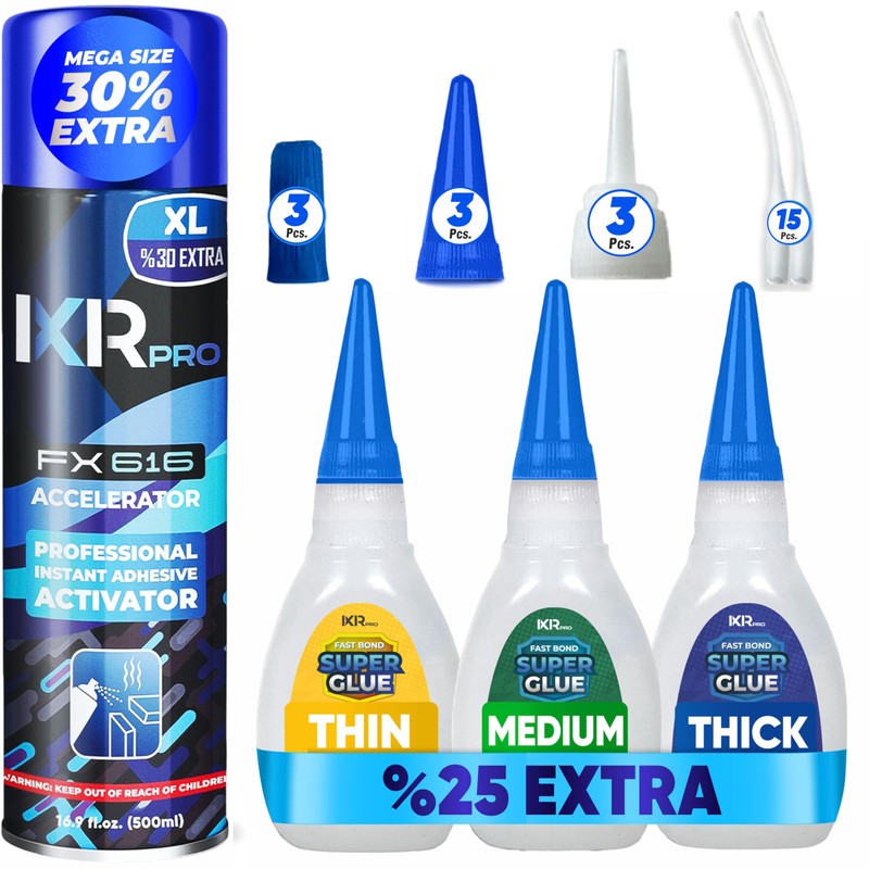CA Glue with Activator Kit (3 x 0,84 oz. Delgado-Medio-Grueso