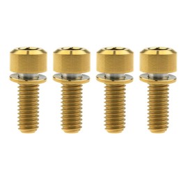 Wanyifa Titanium M6 16 18 20 35mm Allen Hex Bolts with Washers Screw Pack for 4 (M6X16mm, Gold)