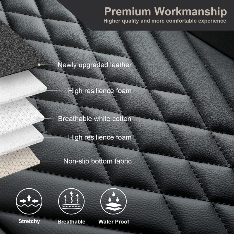 GIANT PANDA 2pcs Front Car Seat Covers Bottom Seat Covers,