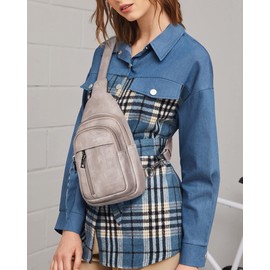 MASINTOR Sling Bag for Women - Crossbody Bags Fanny Pack with Vegan Leather - Adjustable Sling Backack for Travel Charcoal Grey