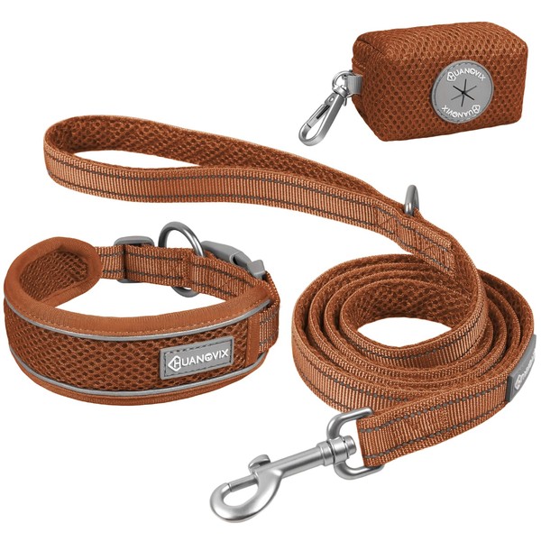 Huanovix Collar and Leash Set Combo, Breathable and Adjustable Pet