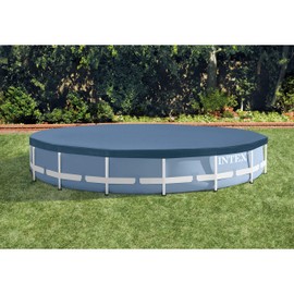 INTEX Round Metal Frame Pool Cover, Blue, 15 ft