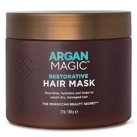 Argan Magic Mascarilla Reparadora Para El Cabello: Mascarilla Acondicionadora Rica En Proteínas Que Hidrata, Restaura Y Repara El Cabello Dañado | Fabricada En Ee. Uu., Si 12 Onzas (Paquete De 1)