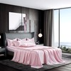 Manyshofu 7Pcs Light Pink Satin Sheets Queen Size Silky Satin
