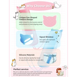 2Pack ONEBOM Cover for Roku Remote with Cat Ears Design, Silicone Skin Case Fit with Hisense/TCL Roku TV, Steaming Stick/Express, Universal Replacement Controller. Glow in The Dark,Blue/Pink