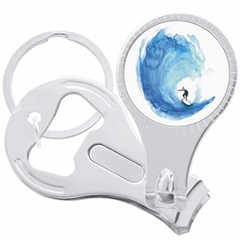 Watercolor Wave Surf Ocean Nail Clippers Plus Bottle Opener Keychain
