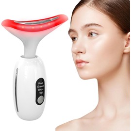 LED Face and Neck Massager, High Frequency Vibration/5°C Cold Facial Beauty Instrument, Skin Tightening and Lifting EMS Face Massage for Skin Tightening, Wrinkle Removal