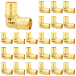 Znkiok 25 Pack 3/4 inch Pex 90 Degree Elbow Fittings, For Pex b Pipe,No Lead Brass,NSF,cUPC Certified.